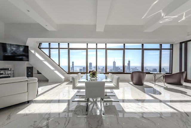 175 E Delaware Pl Unit 9106-07Ph, Chicago, IL 60611 - dining room with a view of city and beam ceiling