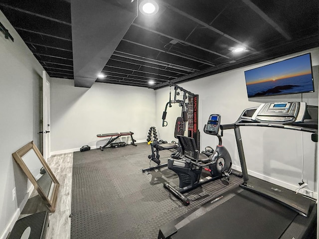 exercise area with baseboards