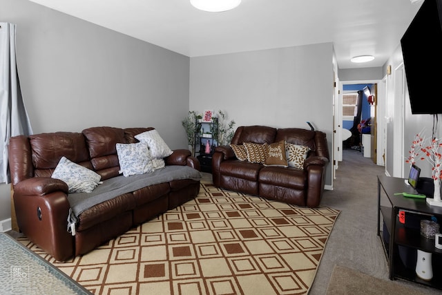 living area with carpet