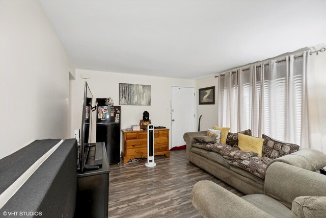 living area featuring dark wood finished floors