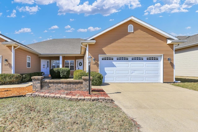 ranch-style home featuring driveway and a garage