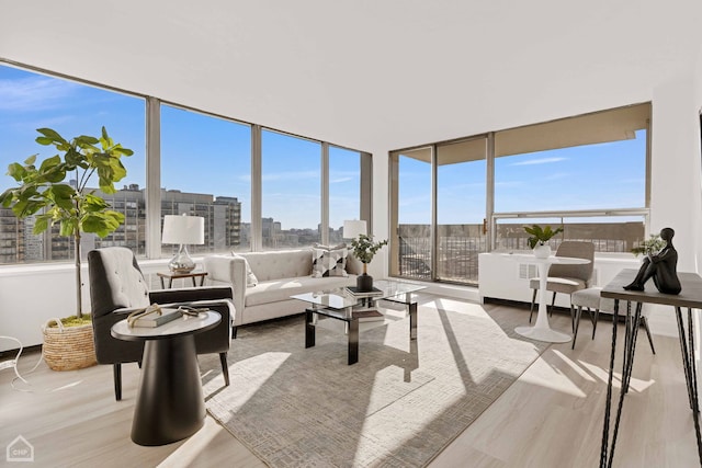 sunroom / solarium with a view of city