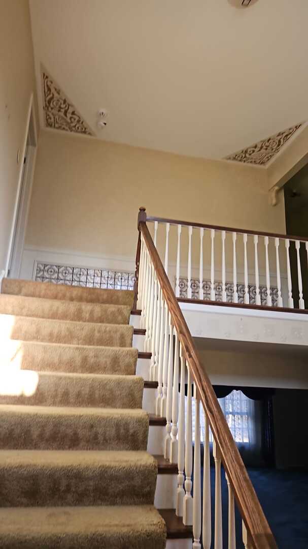 staircase featuring a high ceiling