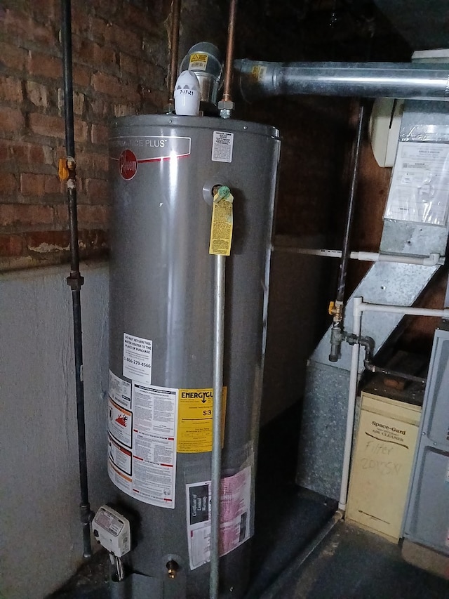 utility room with water heater