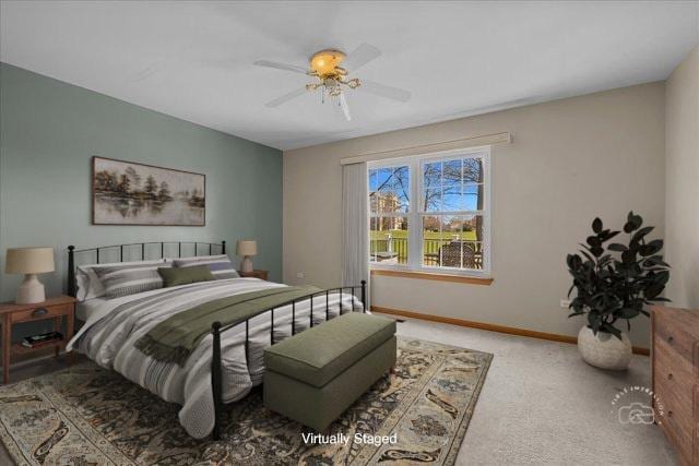 13731 S Tamarack Dr, Plainfield, IL 60544 - bedroom featuring baseboards, ceiling fan, and carpet