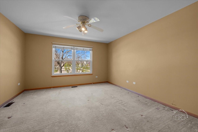 13731 S Tamarack Dr, Plainfield, IL 60544 - carpeted empty room with visible vents, baseboards, and ceiling fan