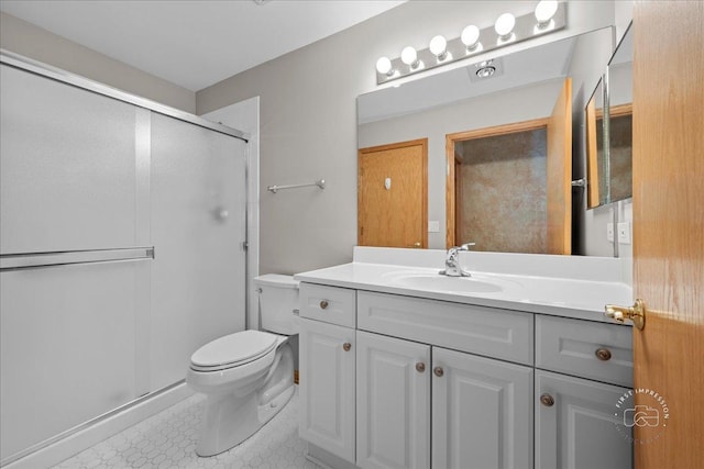 13731 S Tamarack Dr, Plainfield, IL 60544 - full bath with tile patterned floors, vanity, toilet, and a stall shower