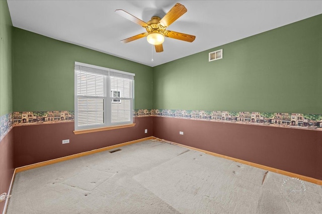 13731 S Tamarack Dr, Plainfield, IL 60544 - carpeted spare room featuring baseboards, a ceiling fan, and visible vents