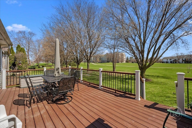 13731 S Tamarack Dr, Plainfield, IL 60544 - wooden terrace featuring a yard and outdoor dining area