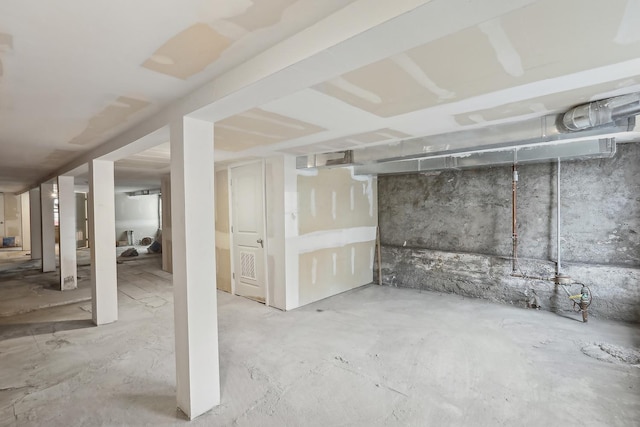 view of unfinished basement