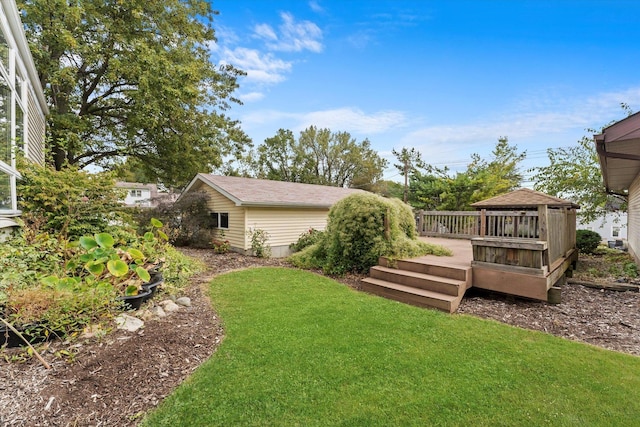 view of yard featuring a deck