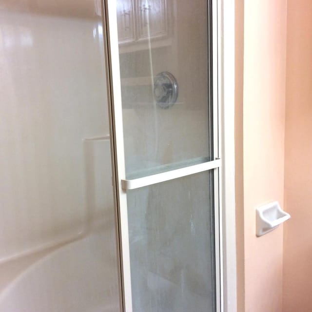 bathroom featuring a shower stall