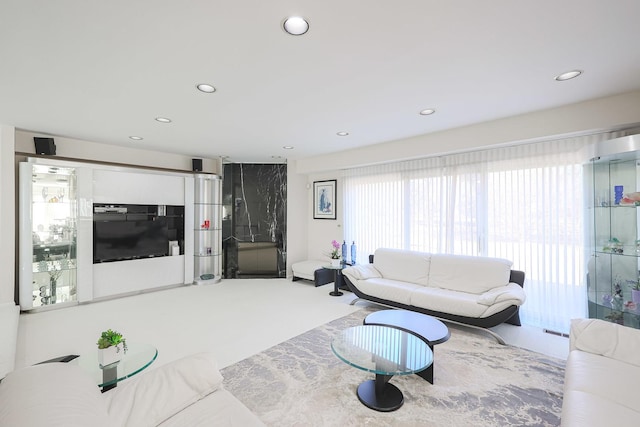 living room featuring recessed lighting