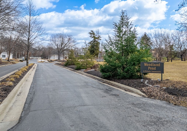 view of street with curbs