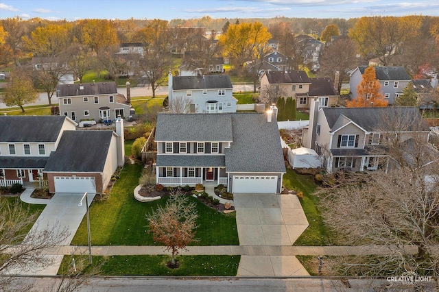 aerial view featuring a residential view