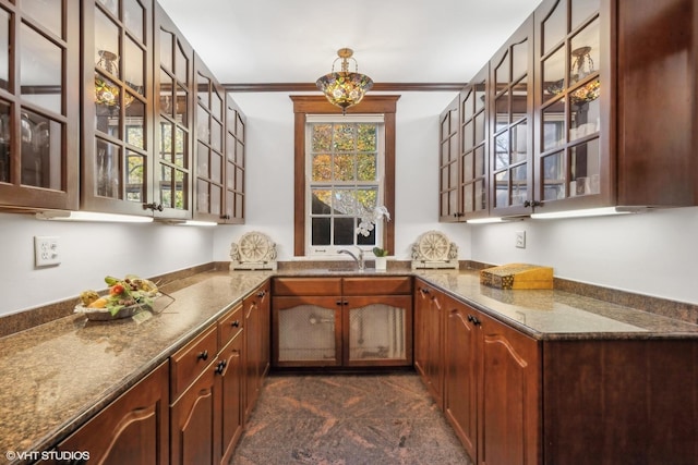 bar featuring a sink and ornamental molding
