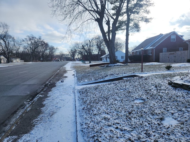 view of street featuring sidewalks and a residential view