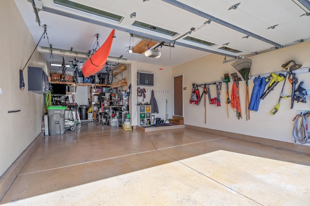 garage with a garage door opener