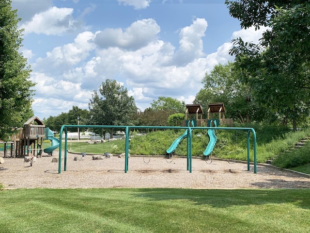 community playground with a lawn