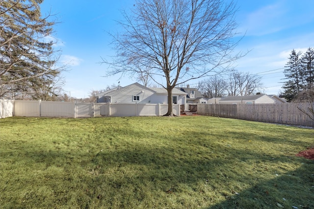 view of yard featuring a fenced backyard