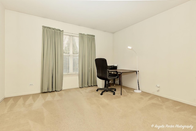 office featuring carpet floors and baseboards