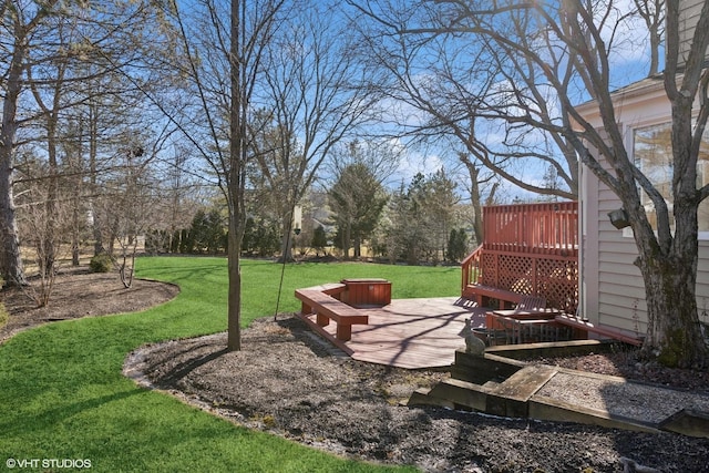 view of yard featuring a deck