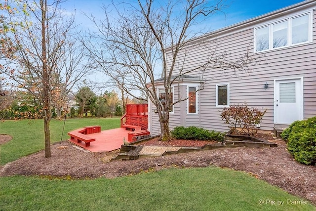 view of yard featuring a deck