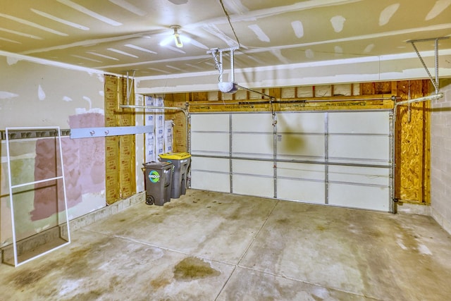 garage with a garage door opener