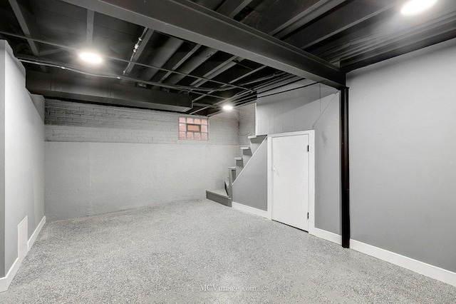 basement with stairs