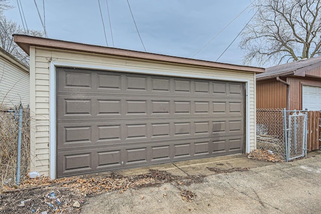 garage featuring fence