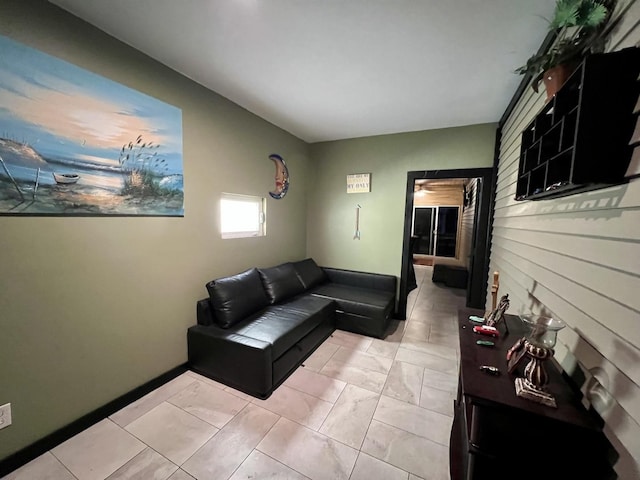 living area with baseboards