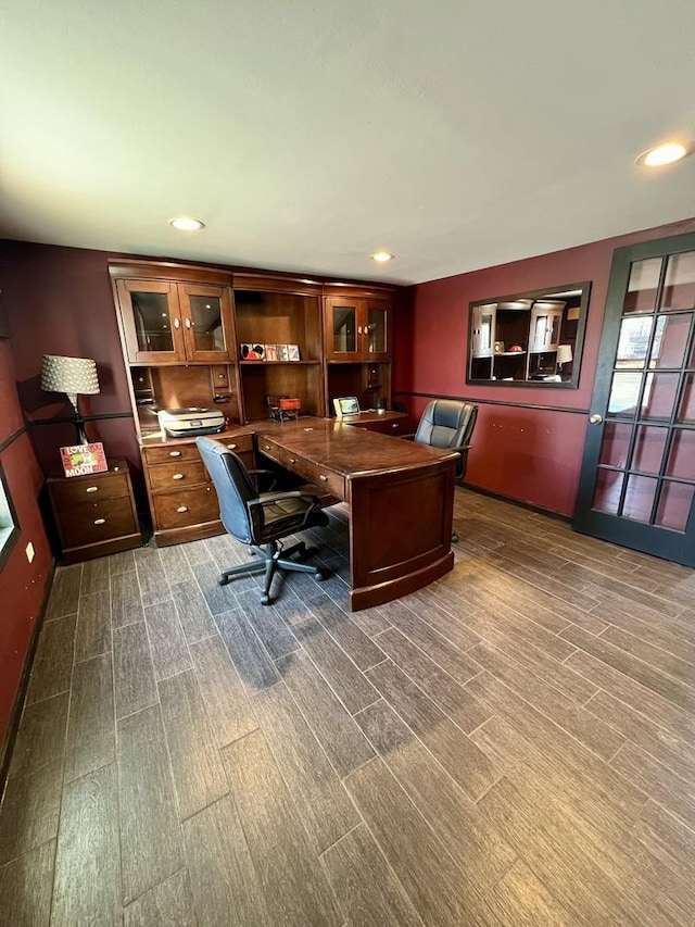 office featuring recessed lighting