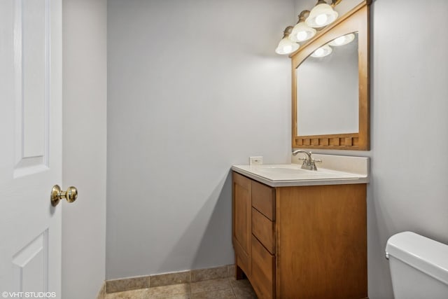 half bathroom with toilet and vanity