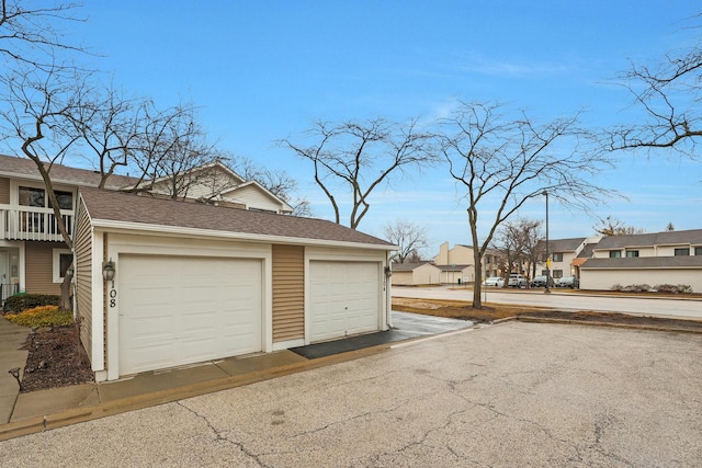 garage with a residential view