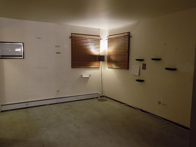 empty room with a baseboard radiator