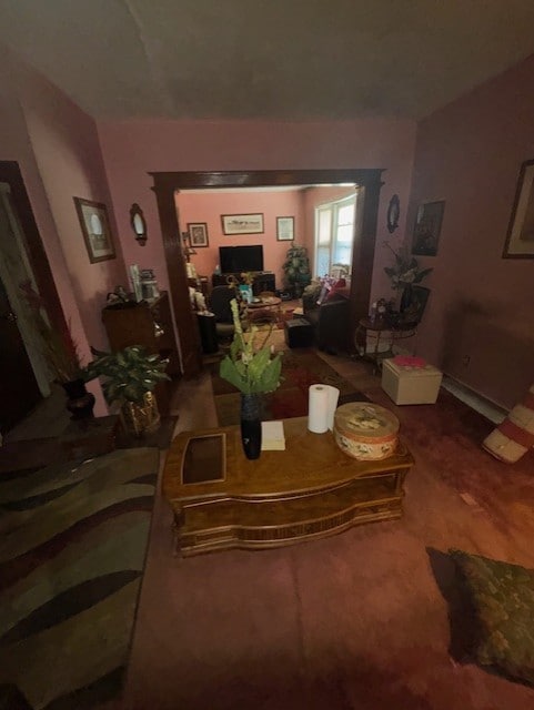 view of carpeted living area