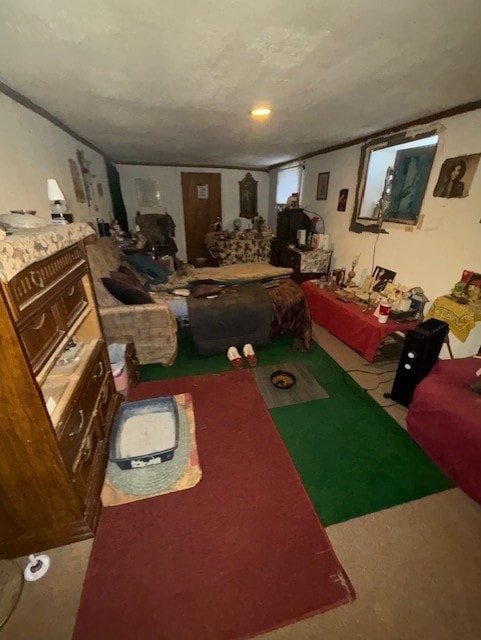 bedroom with ornamental molding