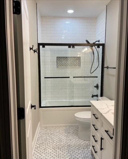 1860 Lake Charles Dr, Vernon Hills, IL 60061 - bathroom with vanity, combined bath / shower with glass door, and recessed lighting