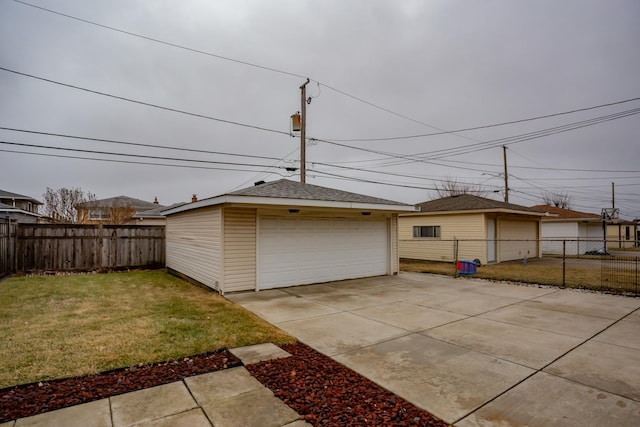 detached garage with fence