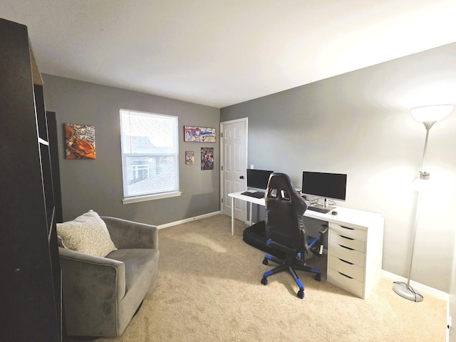 office space featuring baseboards and carpet