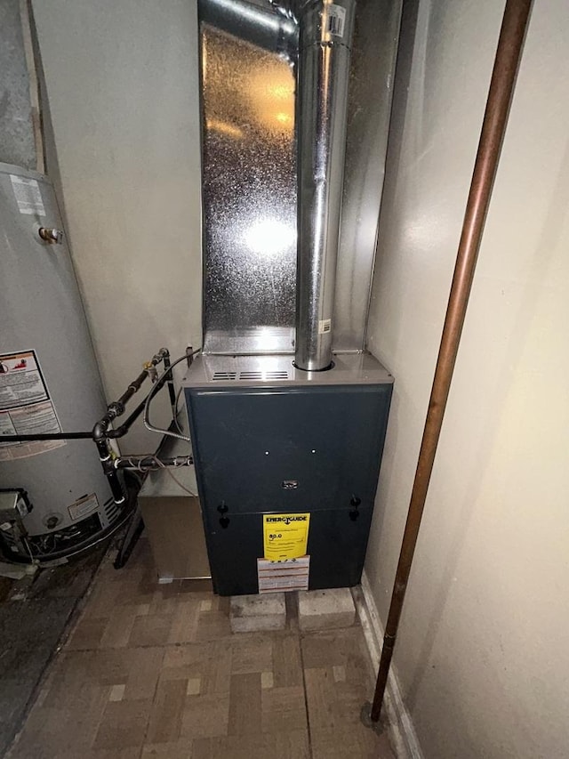 utilities with heating unit and gas water heater