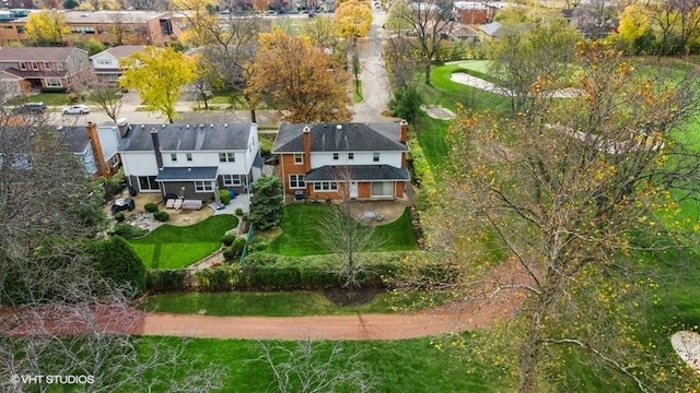 aerial view featuring a residential view