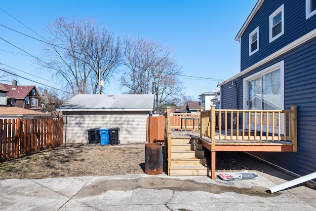 view of yard with fence and a deck