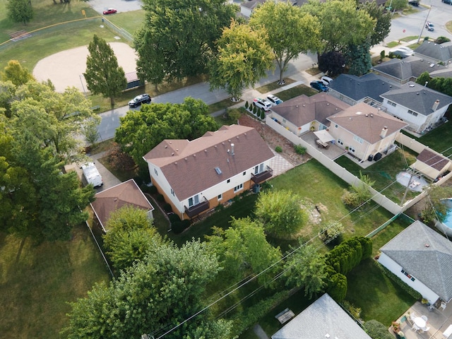 aerial view with a residential view