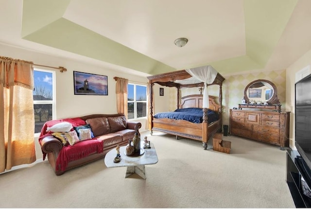 26800 Basswood Cir, Plainfield, IL 60585 - bedroom with wallpapered walls, a raised ceiling, and carpet