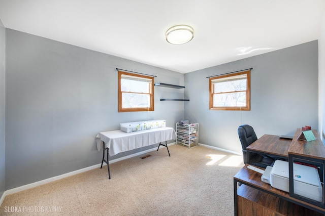 office featuring plenty of natural light, carpet, and baseboards