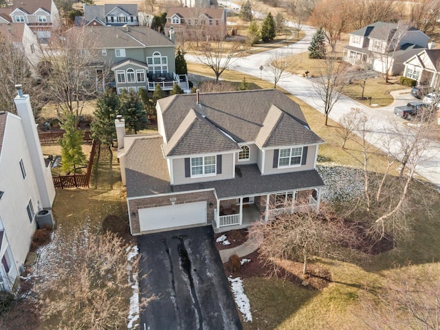 aerial view with a residential view