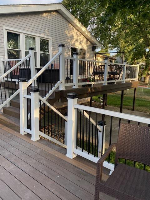 wooden terrace with stairway