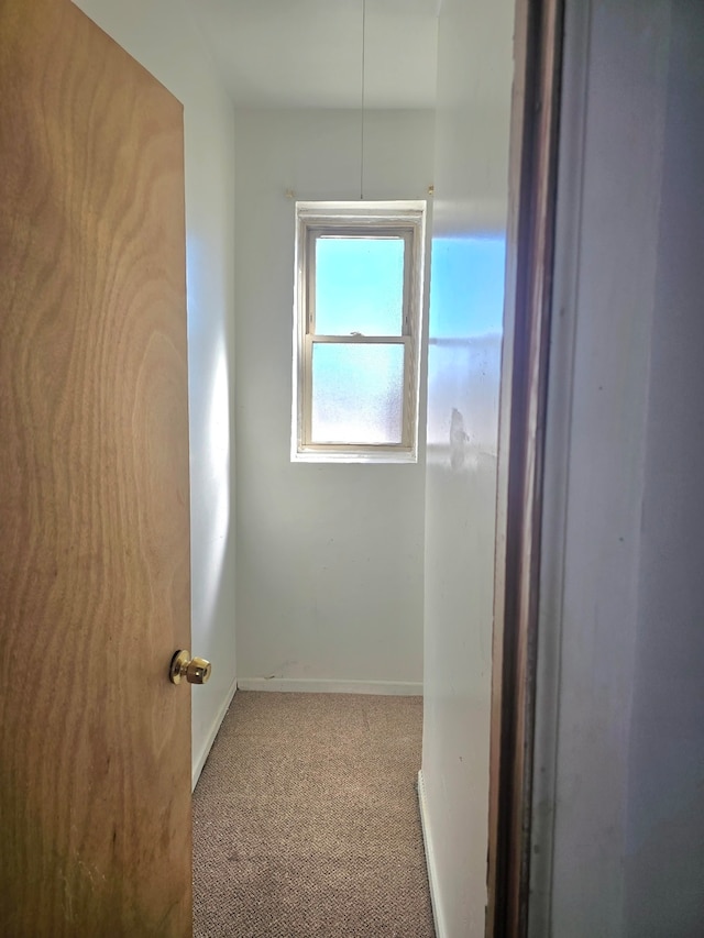 interior space featuring carpet flooring and baseboards