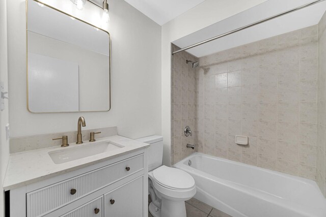 11905 Sterling Dr, Orland Park, IL 60467 - bathroom featuring toilet, tile patterned flooring, vanity, and washtub / shower combination